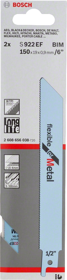 Lame de scie sabre flexible pour métal S 922 EF Bosch Professional