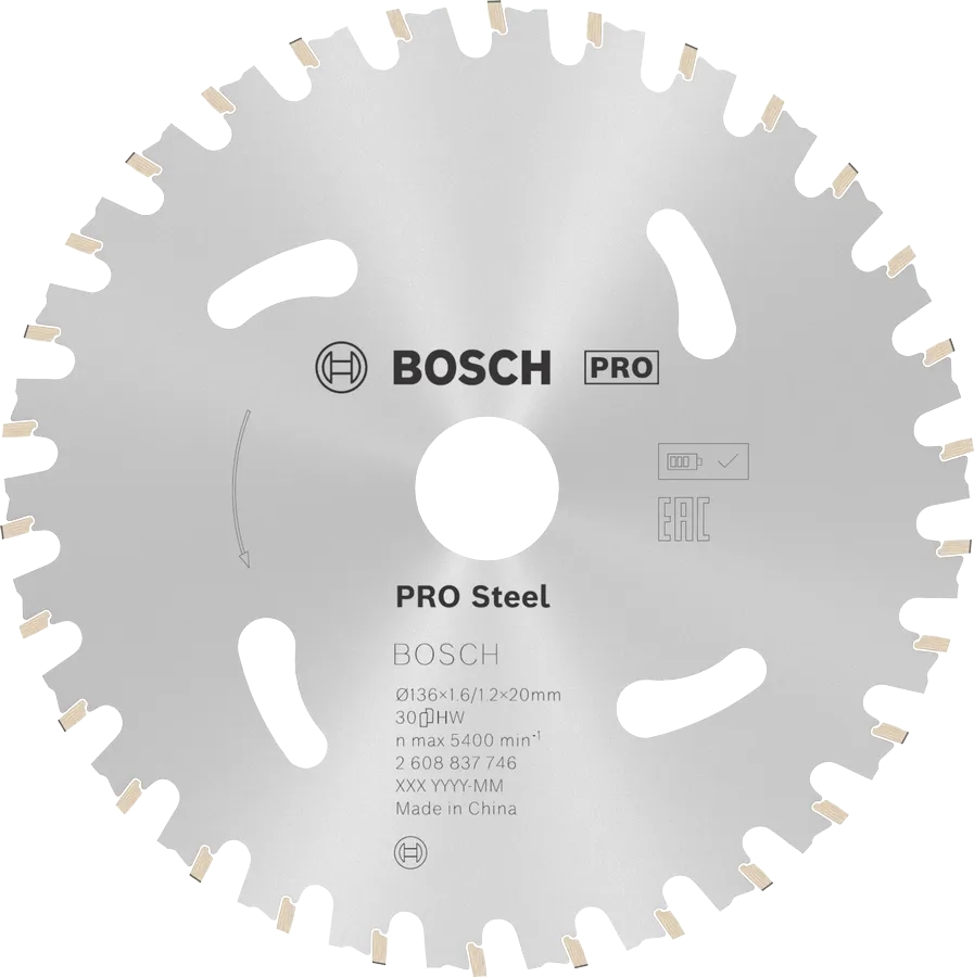 Lame de scie circulaire sans fil PRO Steel cordless, 136 x 1,6 x 20 mm Bosch Professional