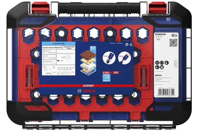 Coffret scies trépans 15 pièces 20 à 76 mm Expert Construction Material Bosch Professional