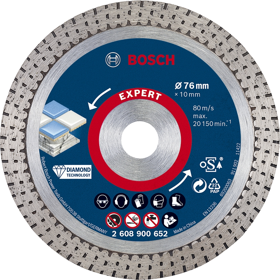 Disque diamant EXPERT HARDCERAMIC pour meuleuse 76 mm BOSCH 2608900652