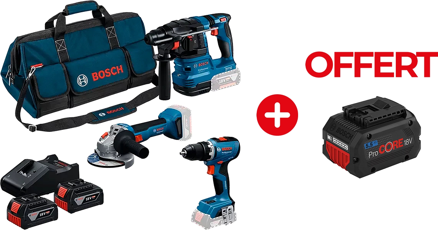 Kit 3 outils 18 V + 2 batteries GBA + 1 chargeur GAL + 1 batterie offerte