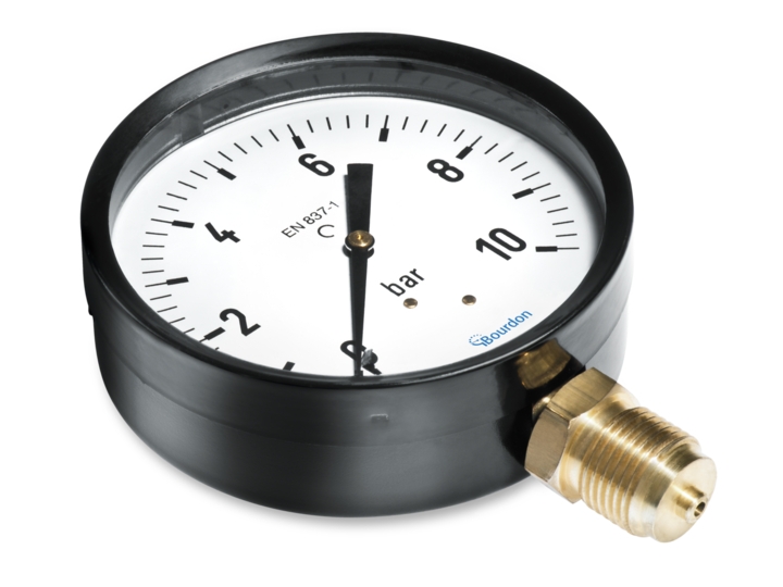 Manomètre sec raccord arrière boitier cylindrique acier série MAT3 Baumer Bourdon