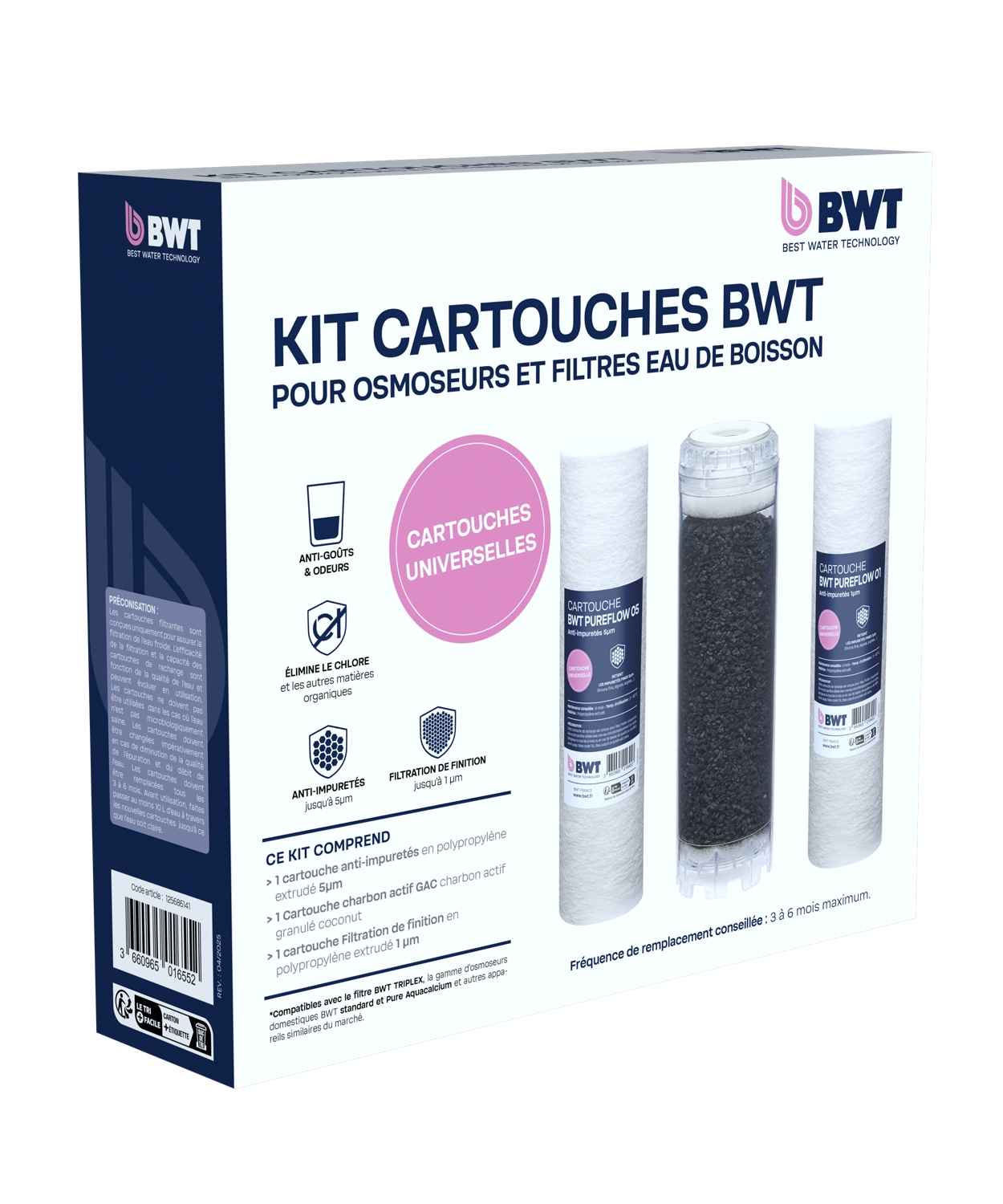 Pack de 3 cartouches pour osmoseur et filtres eau de boisson BWT