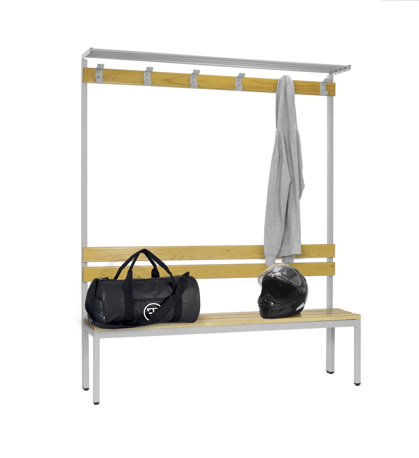 Banc vestaire simple face avec porte-sac Caray
