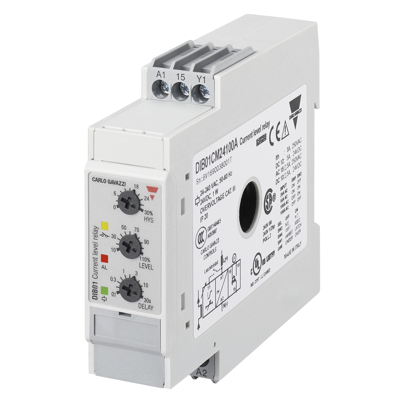 Relais de sur et sous intensité, DIB, à vis Carlo Gavazzi