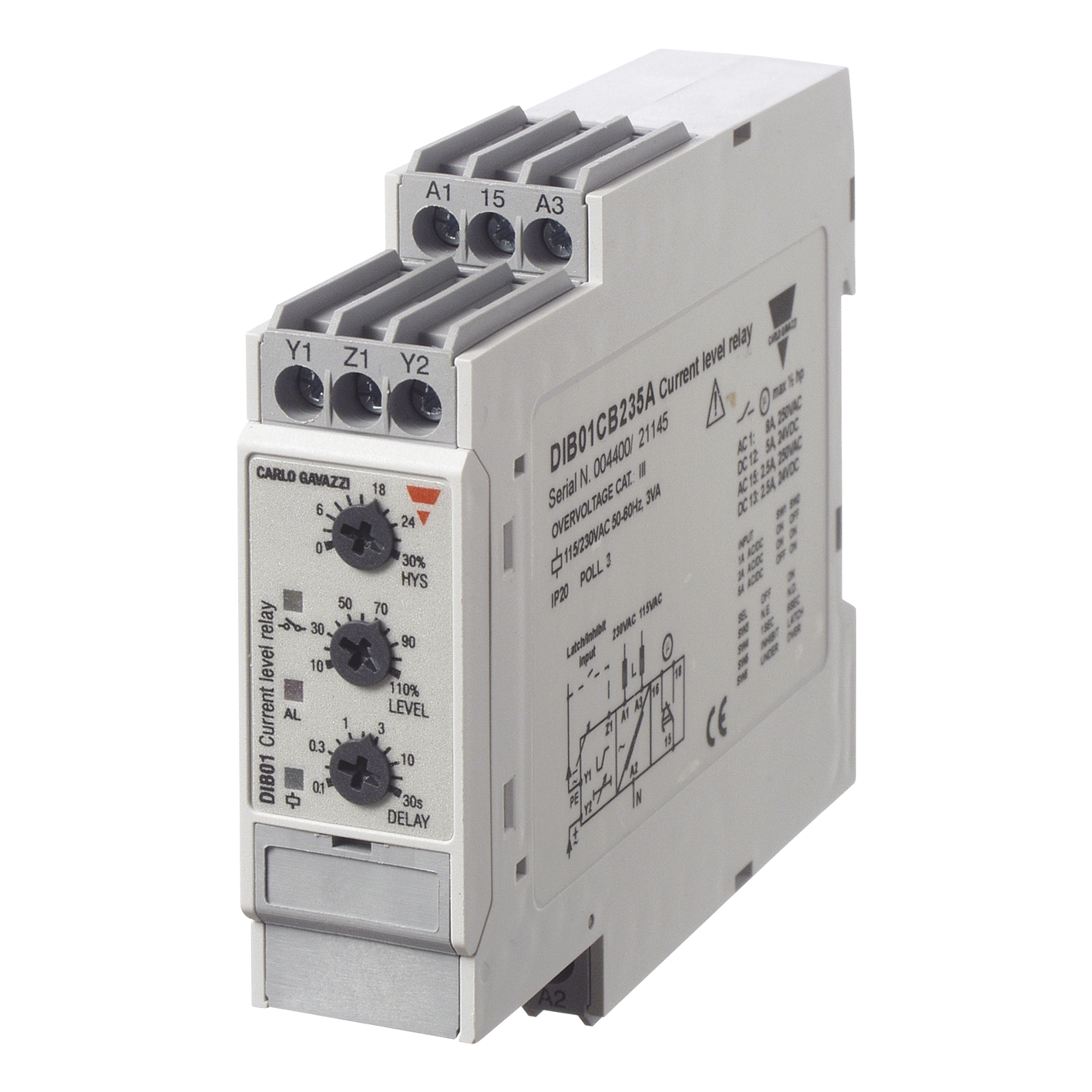 Relais de sur et sous intensité, DIB, à vis Carlo Gavazzi