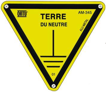 Triangle aluminium 100MM symbole Terre du neutre Catu