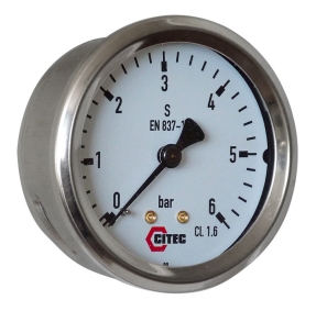  Manomètre à bain raccord arrière boitier cylindrique inox série 7110 - 7210 
