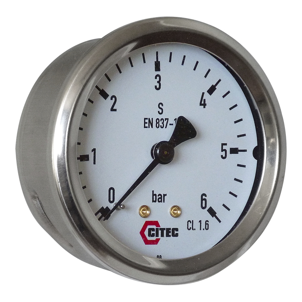  Manomètre à bain raccord arrière boitier cylindrique inox série 7110 - 7210 