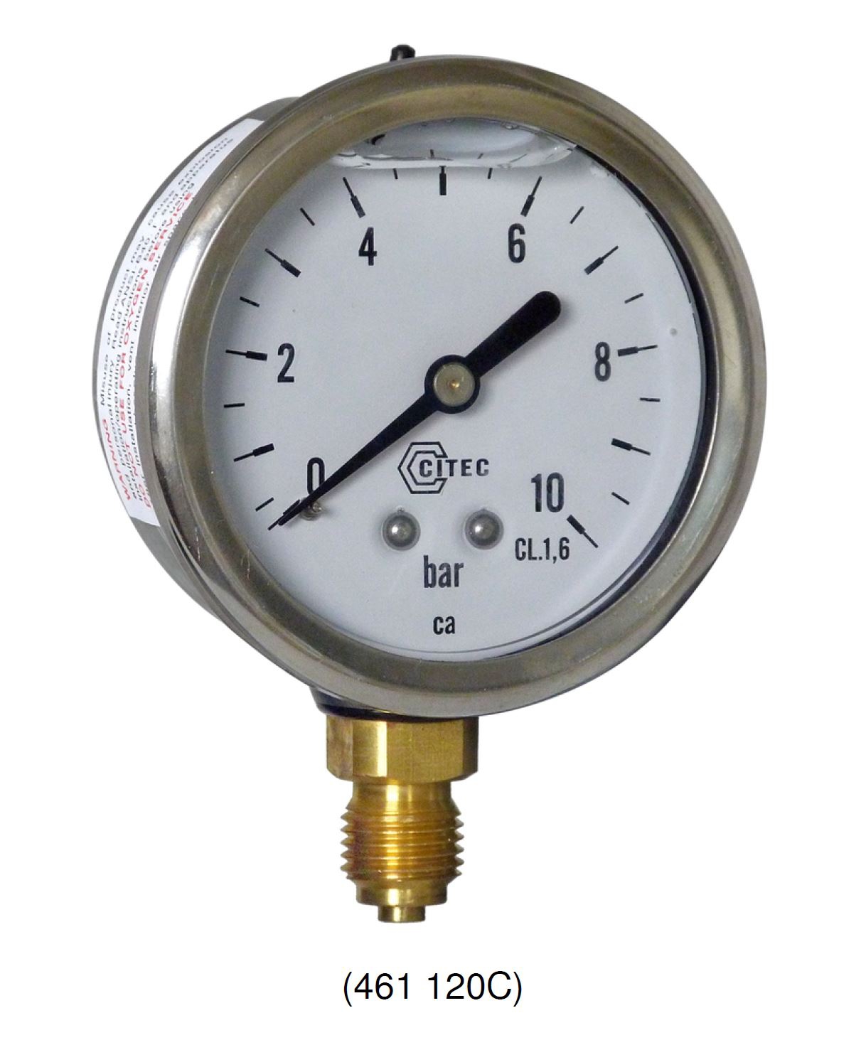 Manomètre à bain raccord arrière boitier cylindrique inox série 2100H Citec