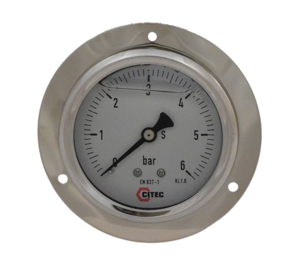Manomètre à bain raccord arrière boitier cylindrique inox série 2100C Citec