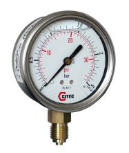 Manomètre à bain raccord vertical boitier cylindrique inox série 2100H Citec