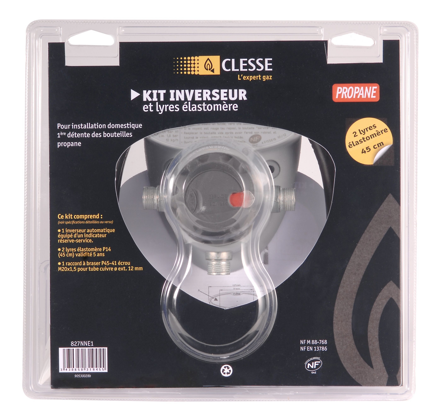 Kit inverseur Prokit 2165C + 2 lyres élastomère propane Clesse