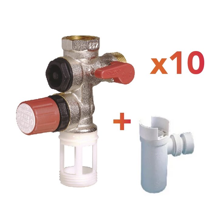 Groupe de sécurité NF 20x27 pour chauffe-eau alimentation verticale +  siphon Diall