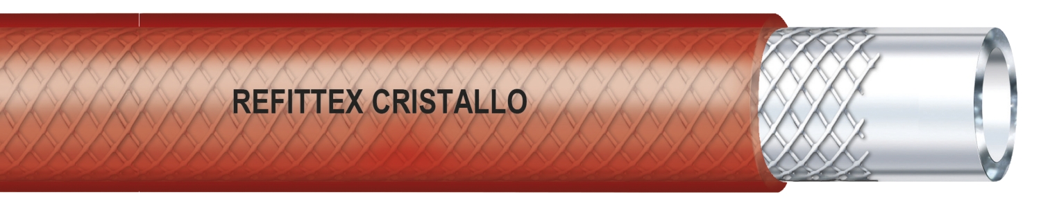  Tuyaux PVC Refittex Cristallo rouges diam. int. 10 à 19, couronne de 50 ml. 