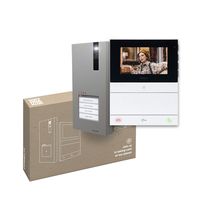 Kit vidéo Quadra 2 fils moniteur People main libre couleur Comelit
