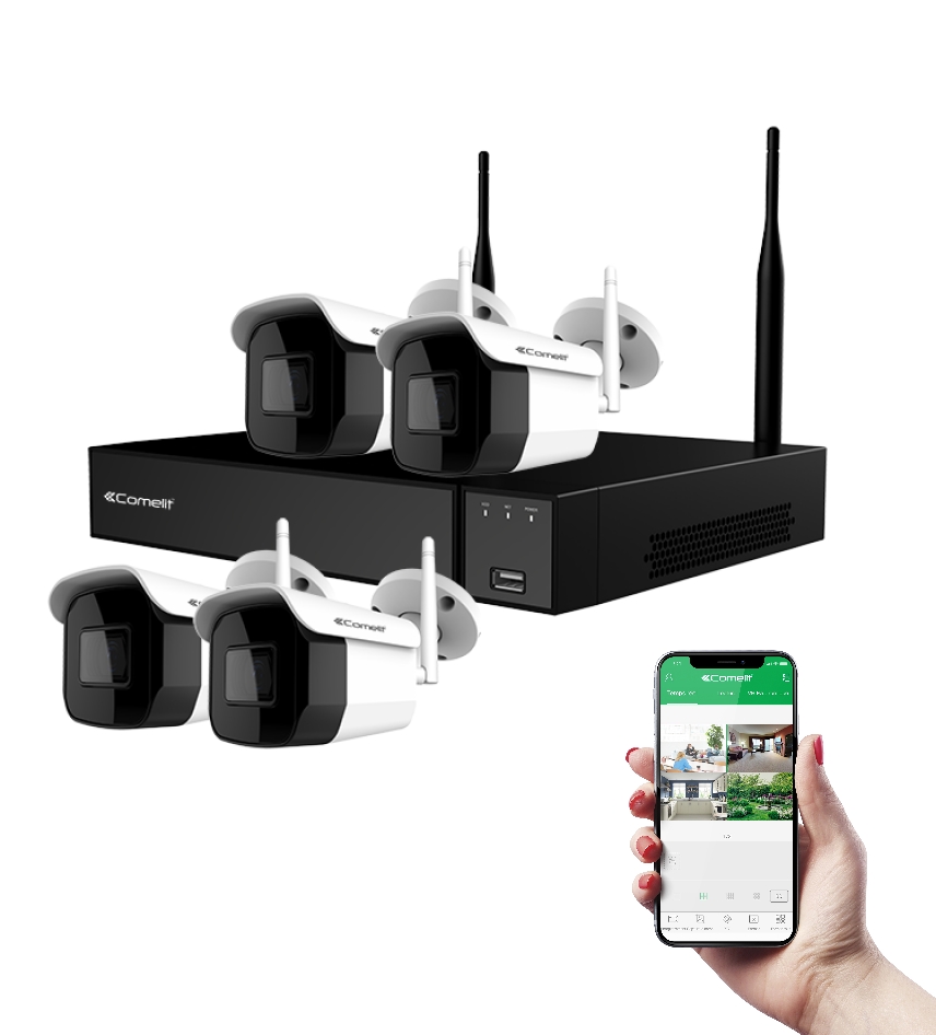 Kit vidéoprotection avec 1 enregistreur vidéo Wi-Fi 4 caméras IP Wi-Fi all-in-one