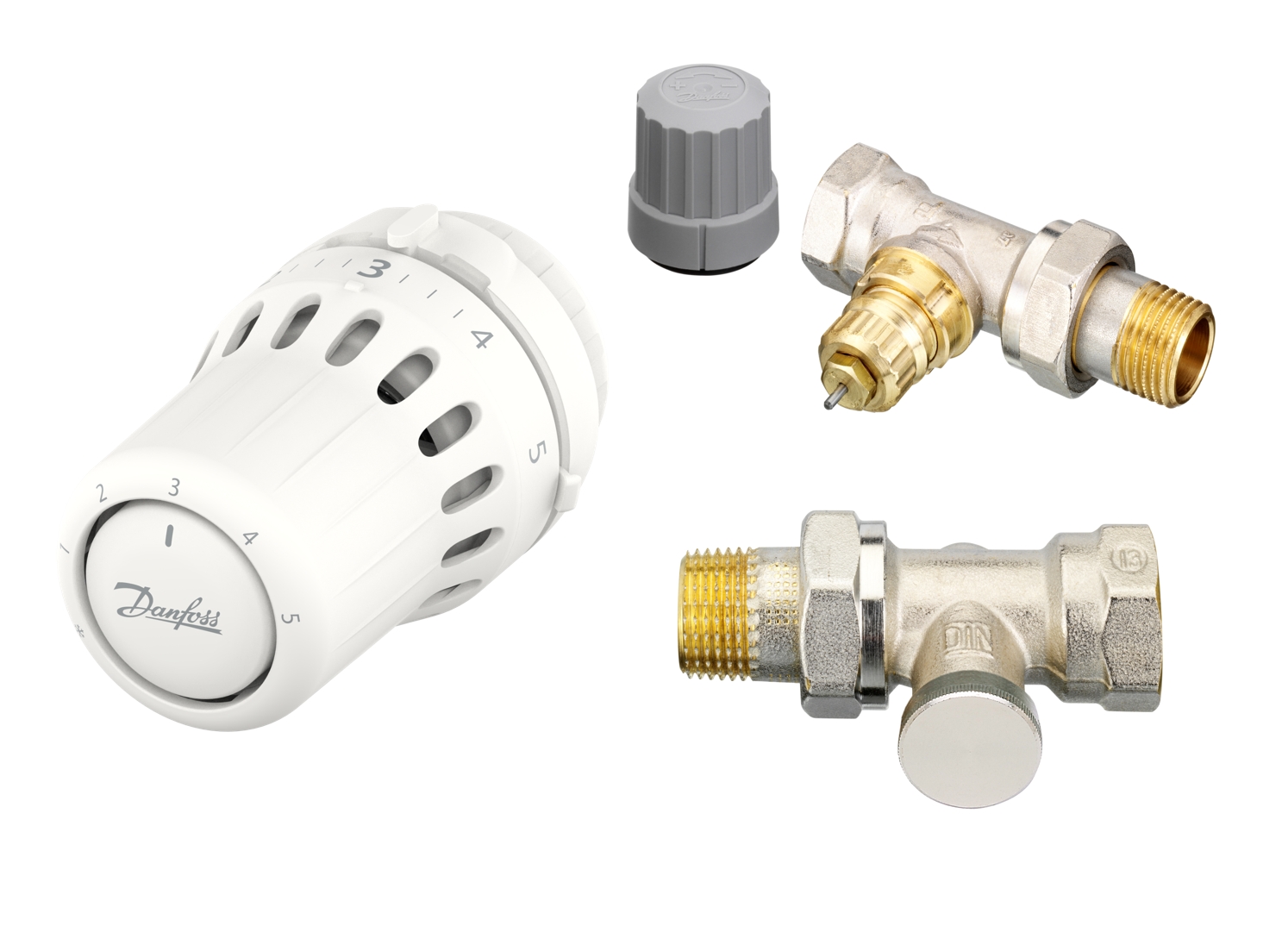 Kit tête thermostatique React + RA-FN équerre inversé 15 + RLV-S Danfoss