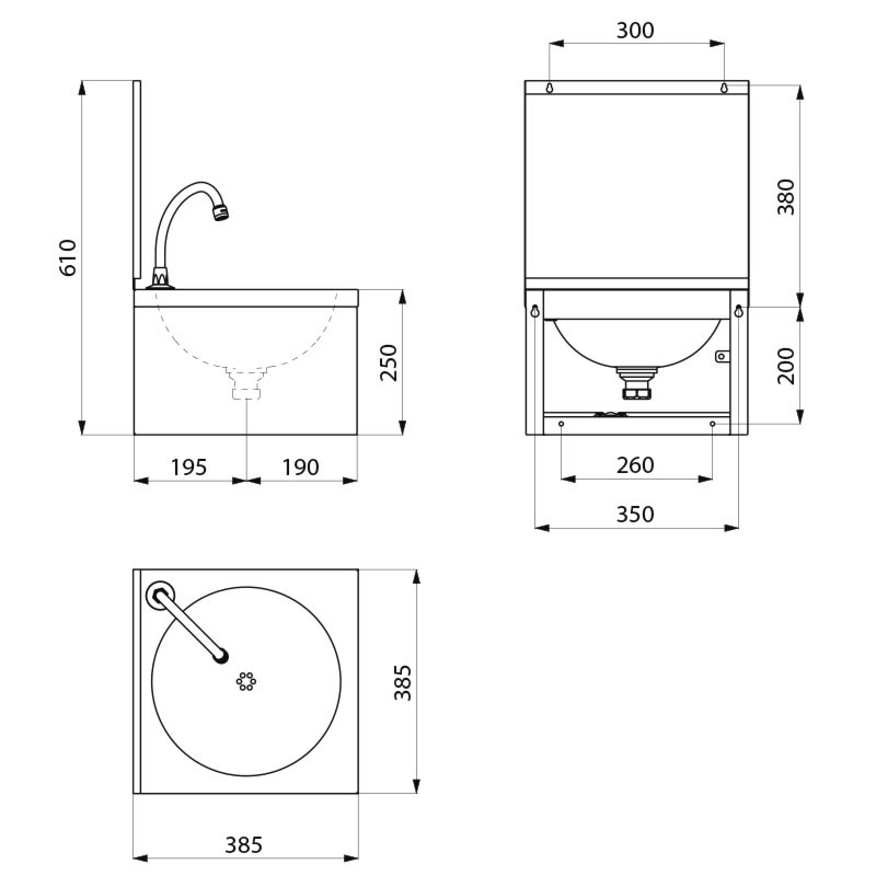 Lave-mains SXS avec dosseret 182320 Delabie