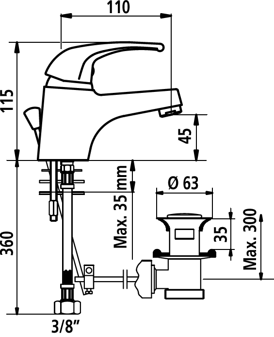 Mitigeur lavabo santé à bec fixe Delabie