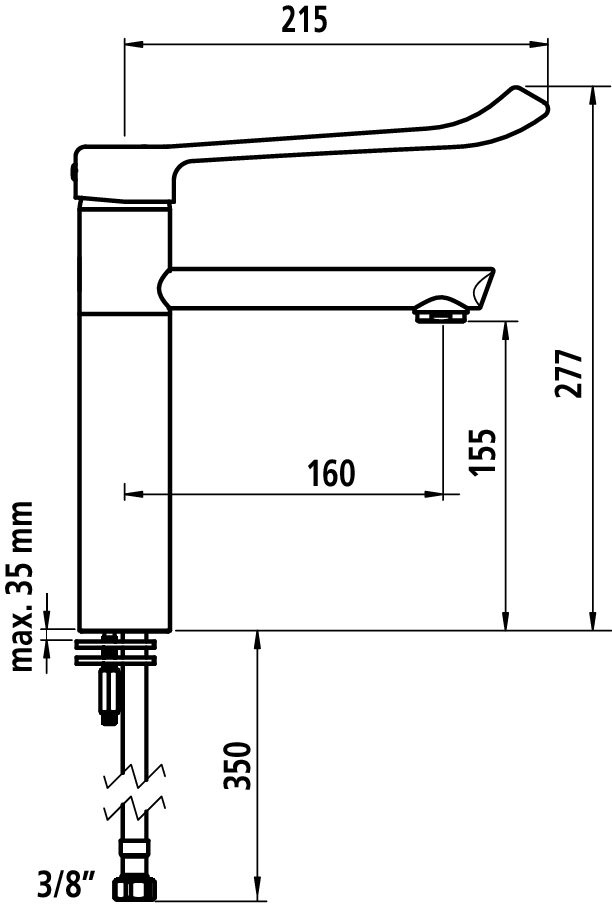Mitigeur lavabo bec haut fixe Delabie