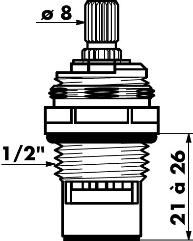 Tête céramique nue 1/2 tour Têtadisc 367015.2P Delabie