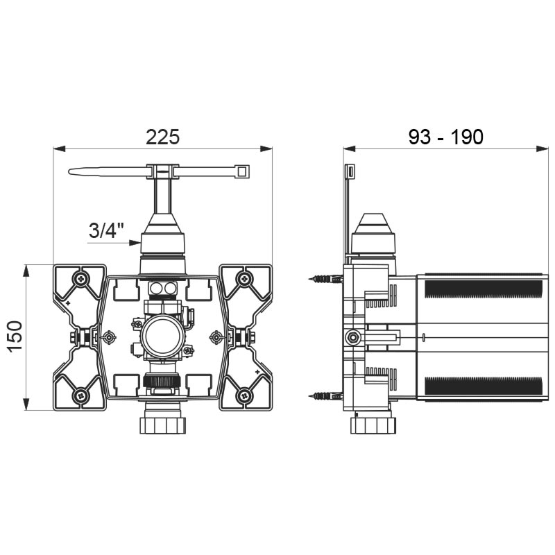 Boîtier d'encastrement étanche pour Tempomatic bicommande WC Delabie