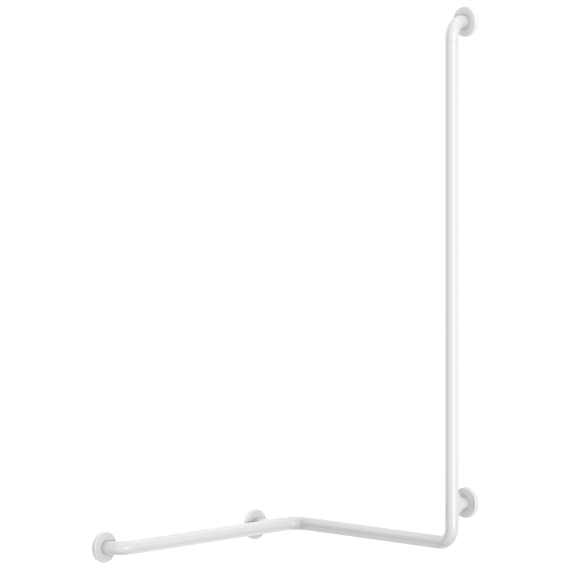 Barre de douche angle 90° 2 murs Nylon blanc antibactérien Delabie