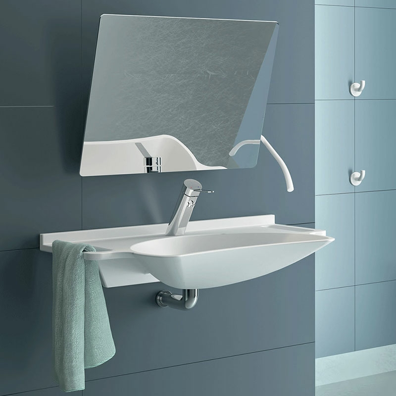 Support lavabo réglable avec miroir - Salle de bain PMR - Tous Ergo