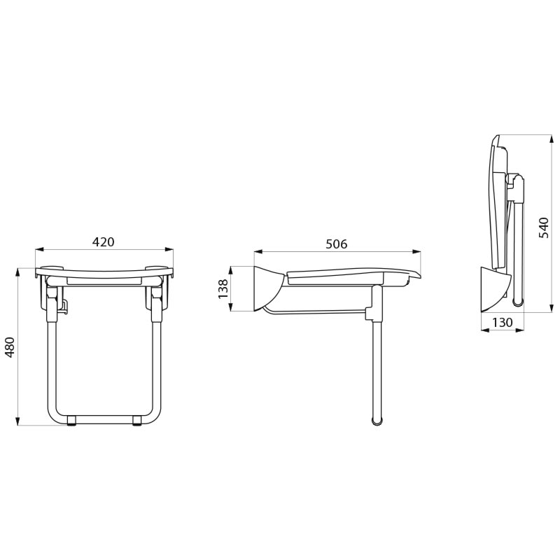 Siège de douche grand confort rabattable avec pied structure inox Delabie