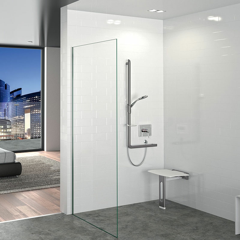 Barre de maintien en L Be-Line® Ø 35 H. 750 mm Aluminium Delabie