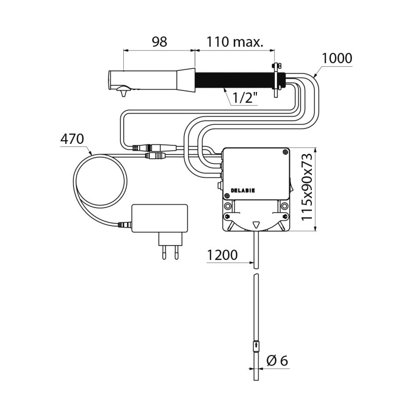 Distributeur de savon automatique mural Binoptic avec tube Delabie