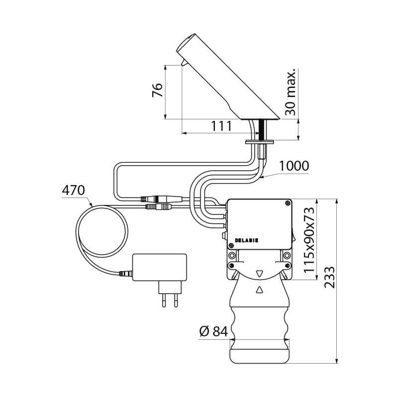 Distributeur de savon automatique sur vasque Tempomatic 4 Delabie