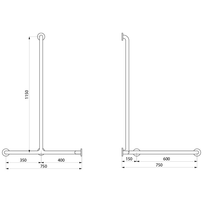 Barre de douche 5490 avec barre d'appui 5490N Delabie