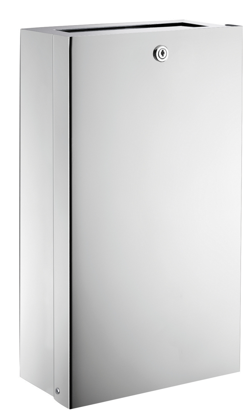 Poubelle murale avec trappe et serrure - Inox Delabie