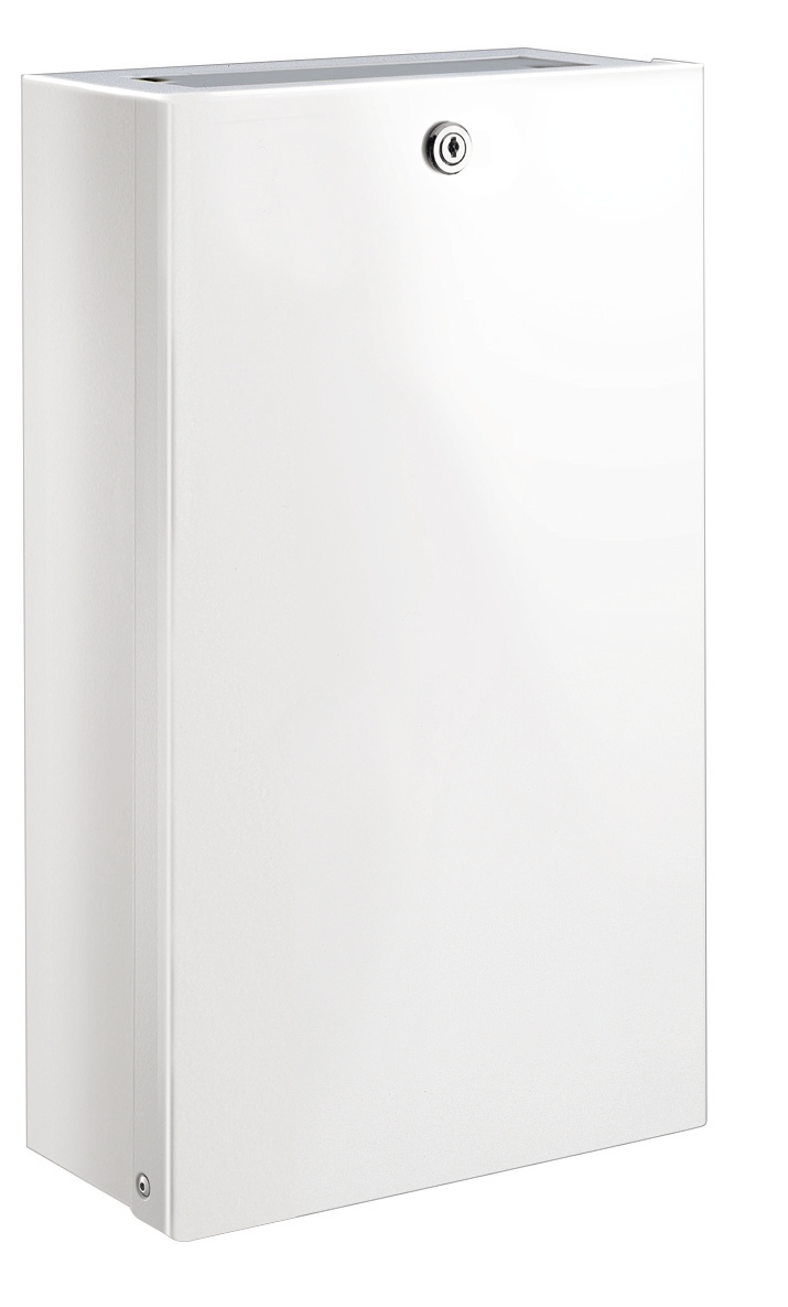 Poubelle murale avec trappe et serrure - Inox Delabie