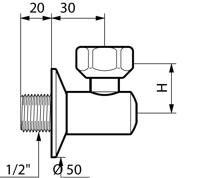 Raccord équerre Stop avec robinet 836020 Delabie