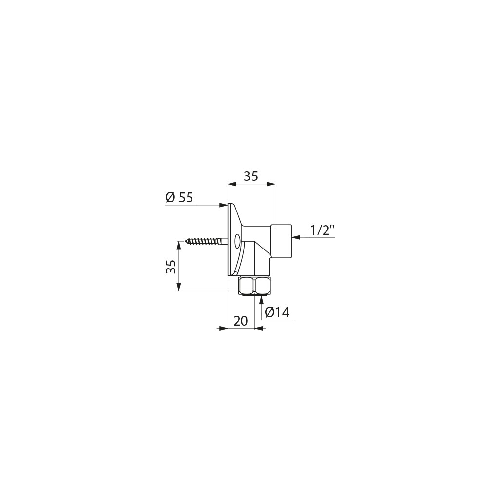 Raccord applique renforcé laiton chromé 841315 Delabie