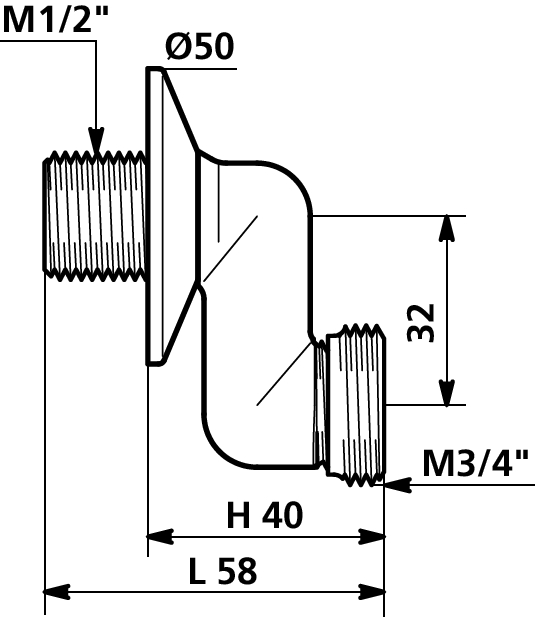 Raccord contre-coudé de 32 mm double mâle 852027.2P Delabie