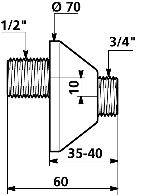 Raccord décalé standard double mâle Delabie