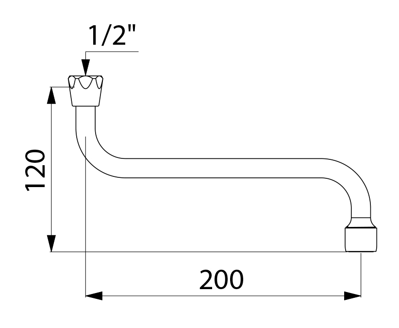 Bec universel horizontal pour robinetterie murale Delabie