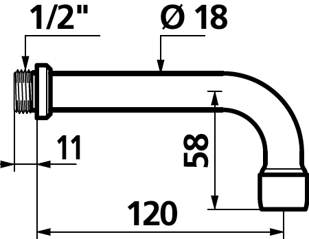 Bec mural L 120 mm de type ''Corbin'' 941120 Delabie