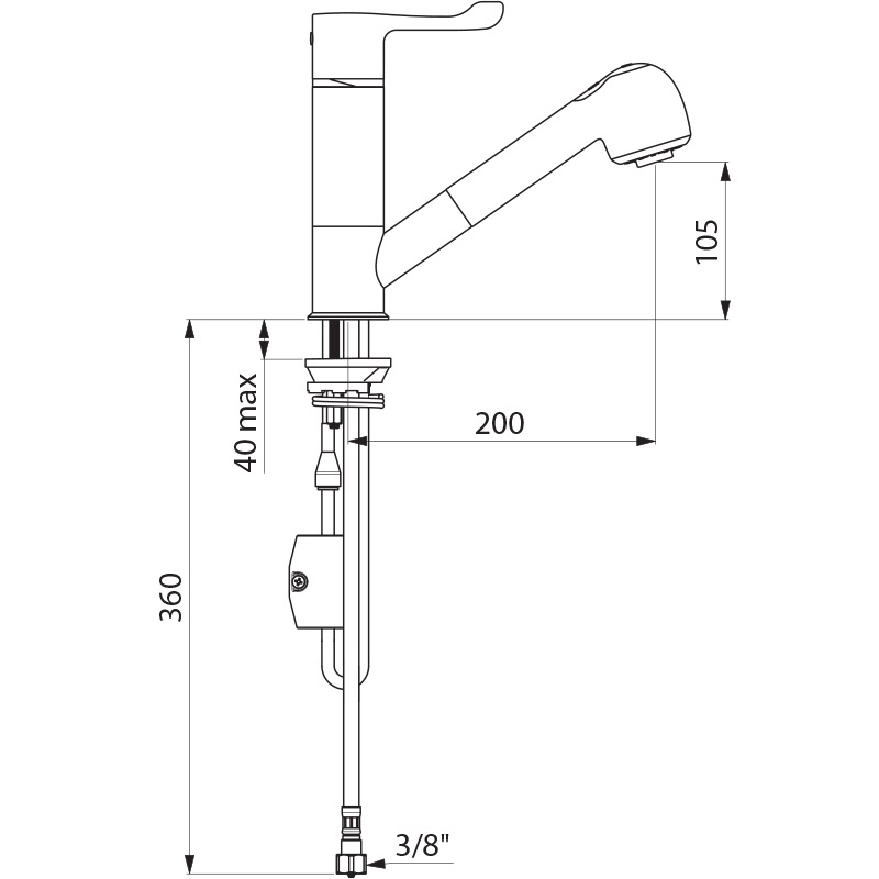 Mitigeur thermostatique lavabo - Avec douchette extractible H9612 Delabie