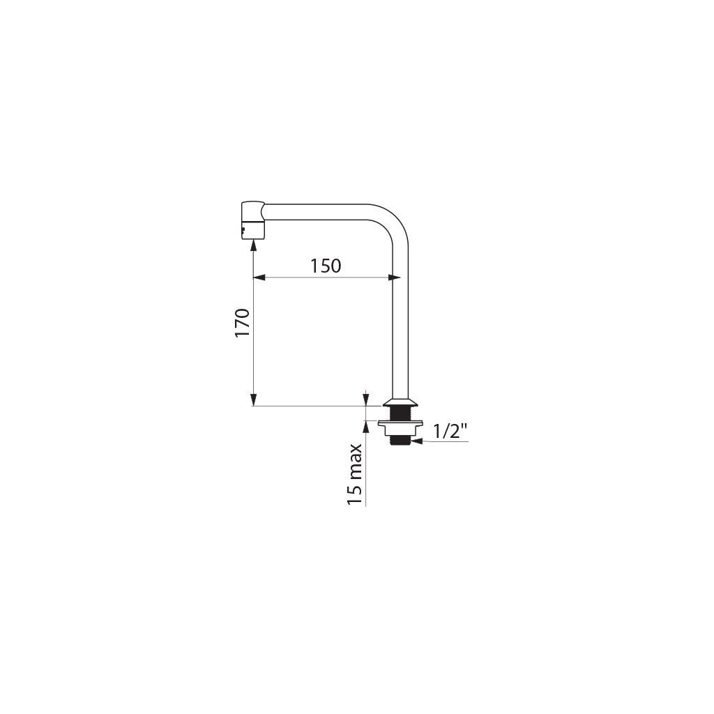 Bec tube fixe 204001 Delabie