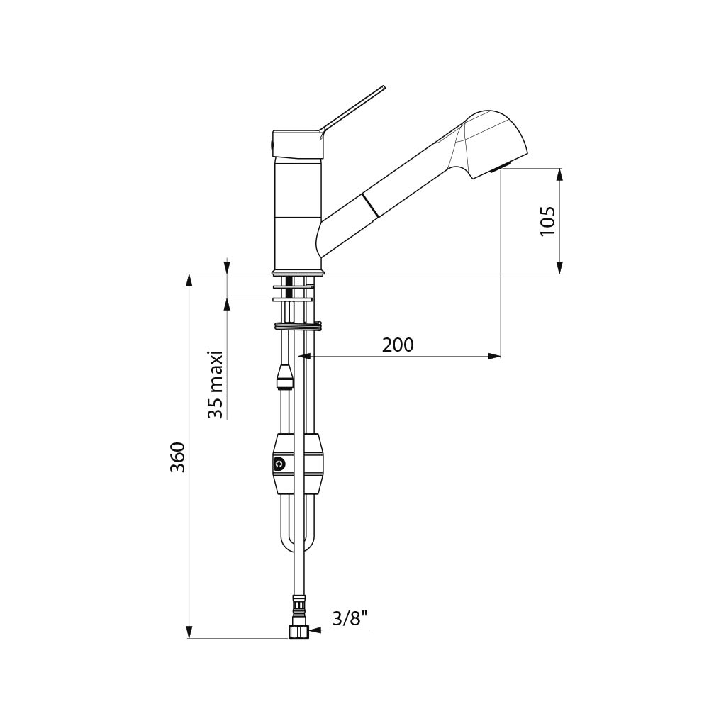 Mitigeur mécanique à douchette extractible (réf. 2211L) - DELABIE