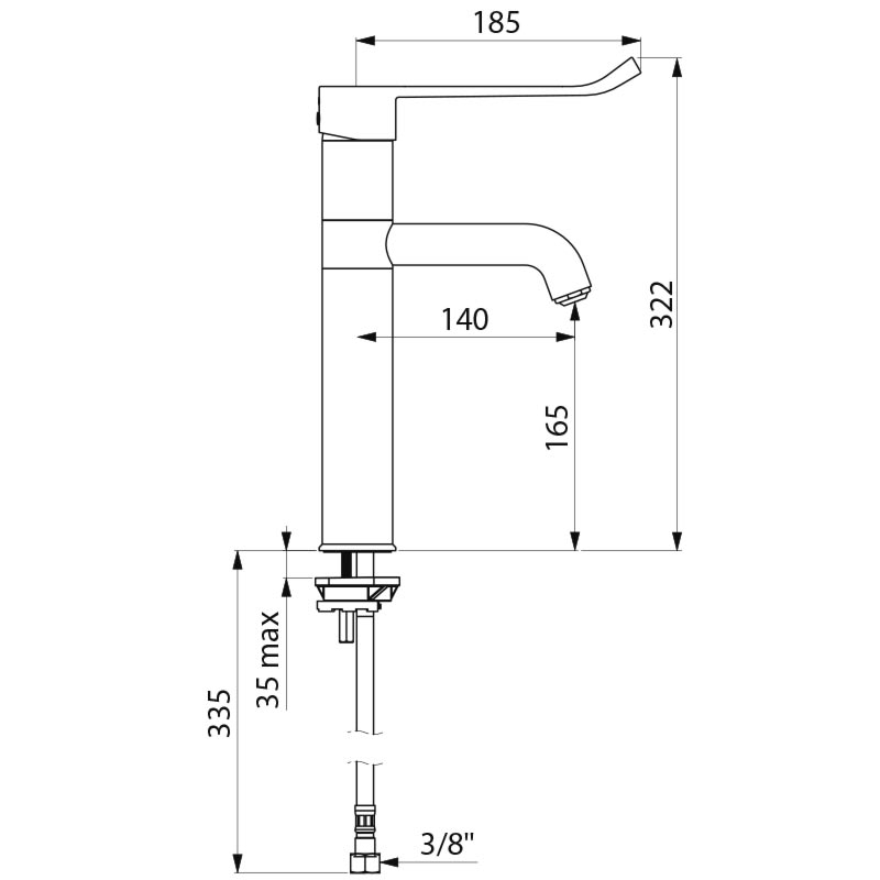 Mitigeur mécanique de lavabo 2565 bec orientable Delabie