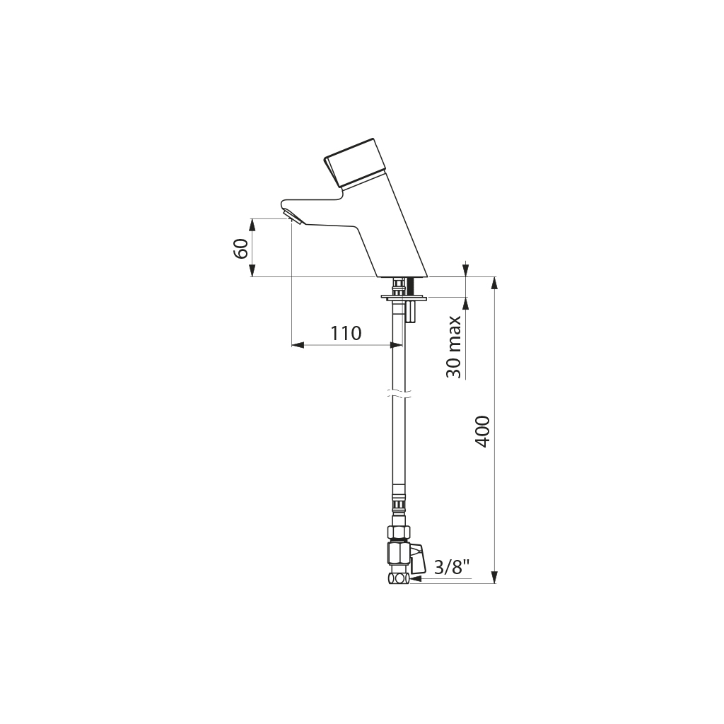 Mitigeur temporisé de lavabo sur plage Tempomix 795000 Delabie