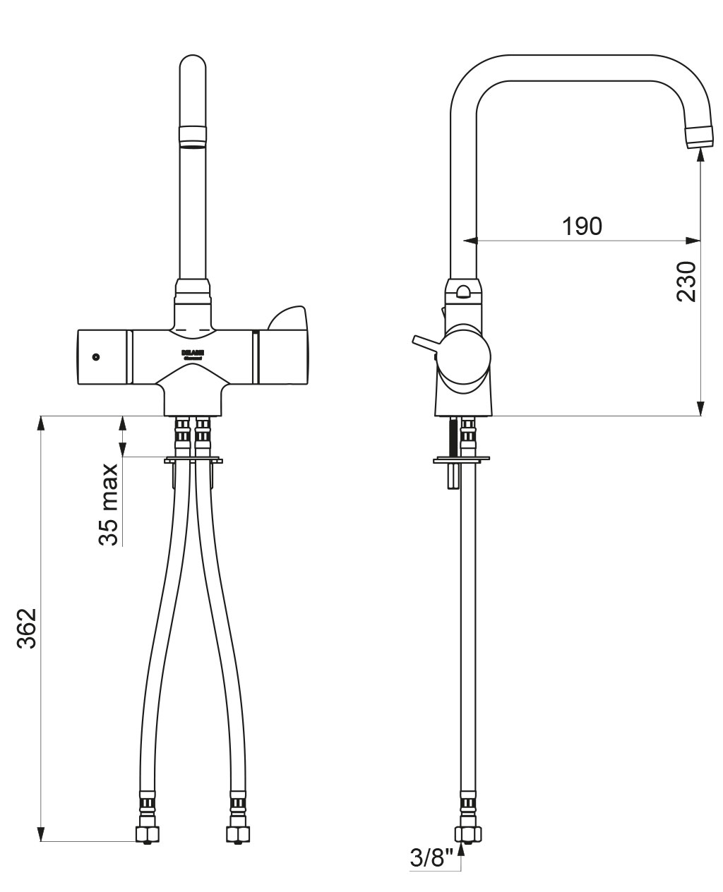 Mitigeur thermostatique d'évier Securitherm H9716 Delabie