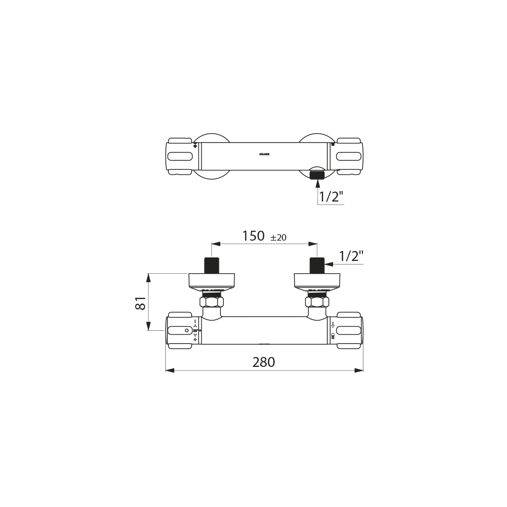 Mitigeur thermostatique douche Securitherm H9739 Delabie