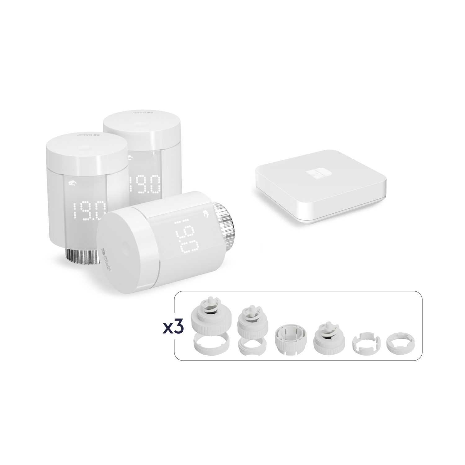 Pack 3 têtes thermostatiques intelligente Smart TRV + box maison connectée Tybox Home
